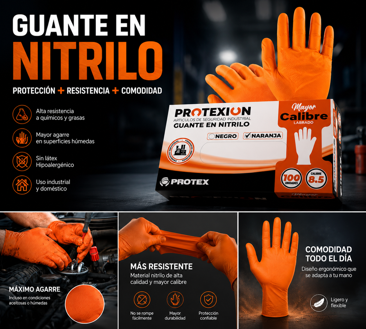 Guante de Nitrilo Diamantado